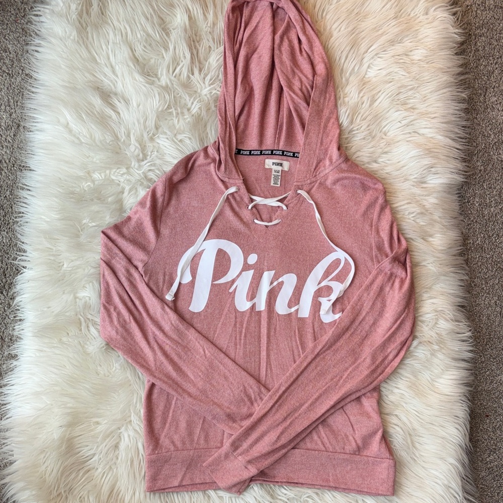 VS PINK light weight lace up hoodie